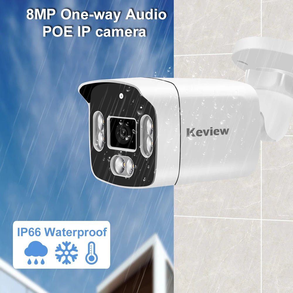 Keview PoE IP Camera - 8MP 4K Outdoor Security Bullet H265 IP66 Weatherproof - stepyours.com