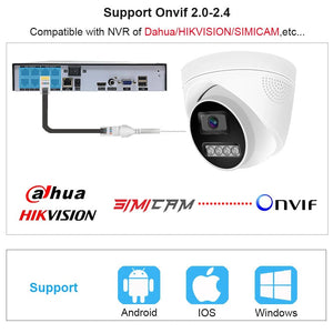 4K PoE Dome IP Camera Indoor Security With Color Night Vision 8MP ONVIF NVR - stepyours.com
