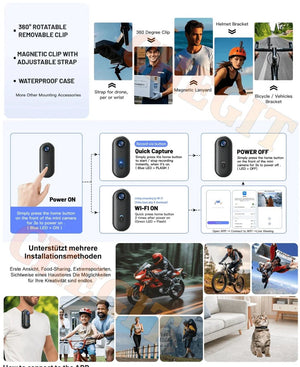 4K WiFi POV Mini Action Camera Magnetic Pocket Vlog Cam Helmet Mount for Bike - stepyours.com