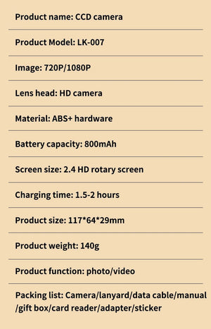4K 48MP Digital Camera Camcorder For Kids Beginners With 2.4 Inch Screen - stepyours.com