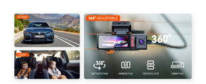 Sherway 3 Channel 4K Car Dash Cam With GPS Recorder 170 Degree Front Lens LCD - stepyours.com
