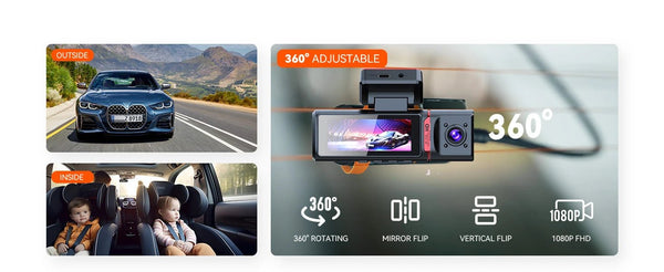Sherway 3 Channel 4K Car Dash Cam With GPS Recorder 170 Degree Front Lens LCD - stepyours.com