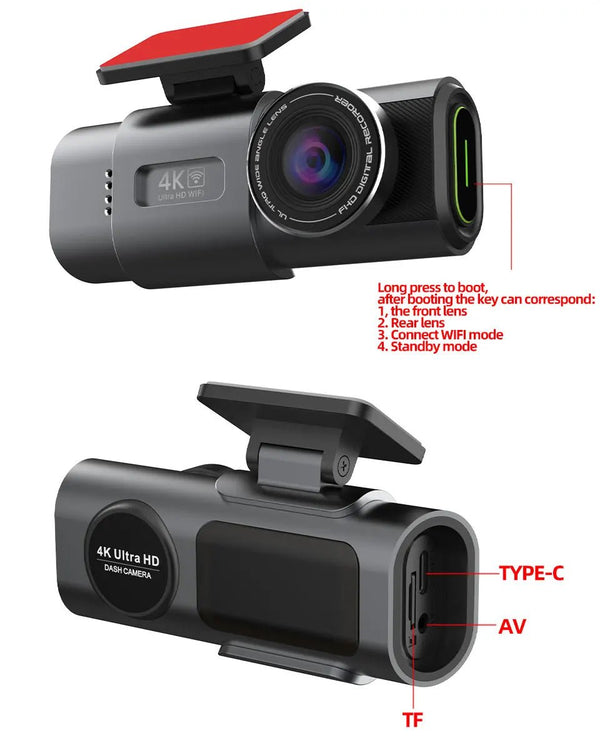 4K Dash Cam Car DVR With Night Vision GPS WiFi Parking Monitor - stepyours.com