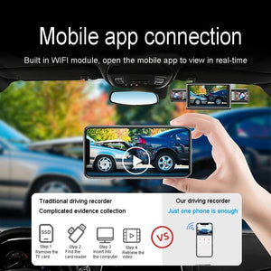 4K Quad Camera Hidden Dash Cam With App Night Vision Motion Detection Parking - stepyours.com