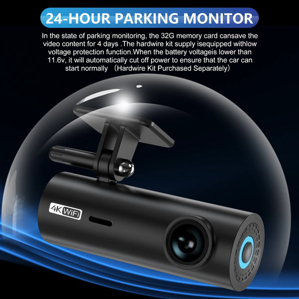 4K Car Dash Cam DVR With WiFi Front Camera 3840x2160 Night Vision Parking - stepyours.com