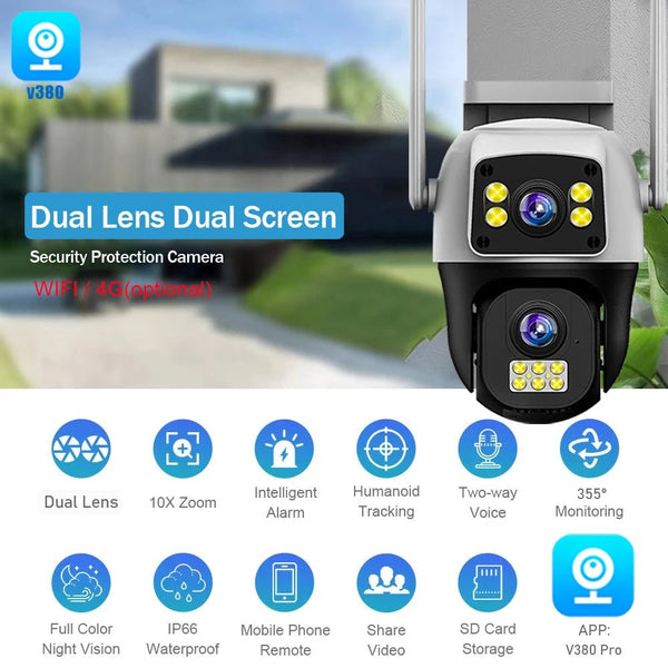 8MP 4G Dual Lens Outdoor Surveillance Camera - With PTZ And Dual Screen - stepyours.com