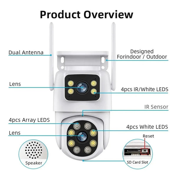 10MP Dual Lens Tuya WiFi Camera PTZ Outdoor 4K Security Camera With AI Tracking - stepyours.com