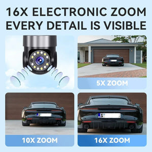 10K 20MP Outdoor WiFi Security Camera 360 Degree PTZ With 4 Lenses And 16X Zoom - stepyours.com