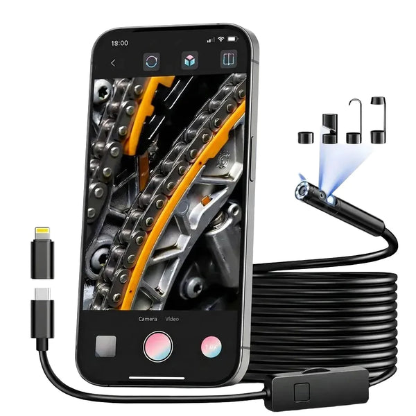 8mm Single - Lens Endoscope Camera - Adjustable Light For iPhone, iPad, Android - stepyours.com