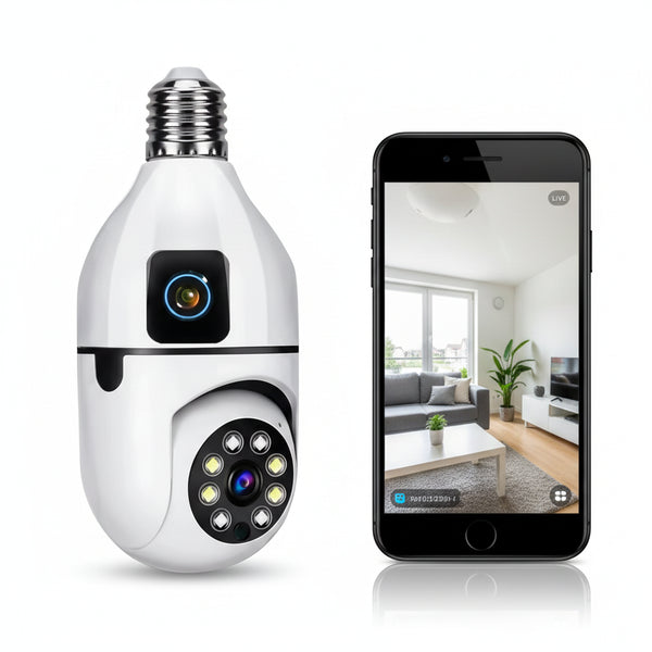 8MP E27 Bulb WiFi Camera - Color Night Vision With 8X Zoom And Dual Lens - stepyours.com