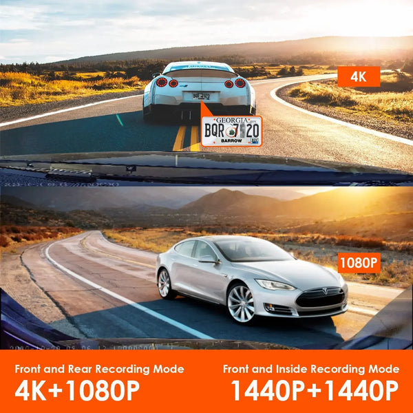 Sherway 3 Channel 4K Car Dash Cam With GPS Recorder 170 Degree Front Lens LCD - stepyours.com