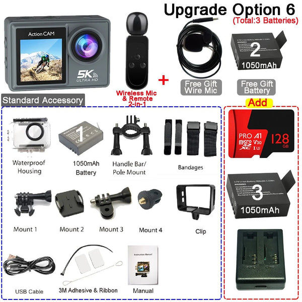HUAFANT M4R Action Camera 5K 4K60FPS Waterproof 30m IPS Touch LCD 5X Zoom - stepyours.com