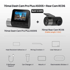 70mai Dash Cam Pro Plus A500S 1944P ADAS GPS 140FOV Front and Rear Cam - stepyours.com