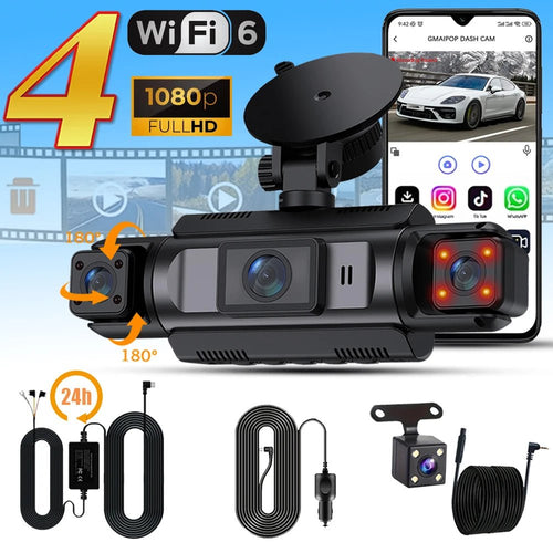 4 Channel WiFi Dash Cam 1080P Front Rear Left Right Night Vision Loop Recording - stepyours.com