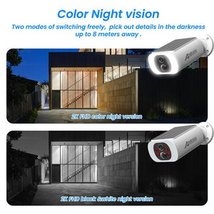 ANRAN 2K Solar Security Camera Wireless 2 4G WiFi Floodlight Color Night Vision - stepyours.com