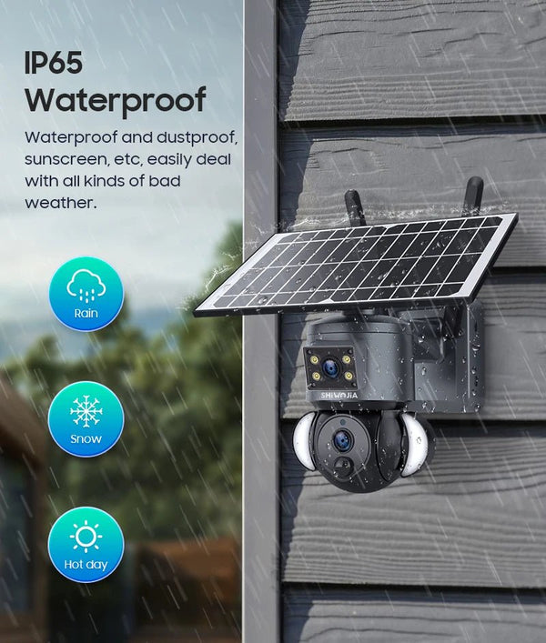 SHIWOJIA 4K 8MP Solar Camera With 4G SIM WiFi Color Night Vision PTZ Dual Lens - stepyours.com