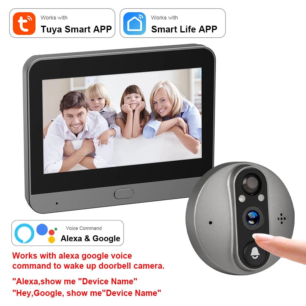 3MP WiFi Cat Eye Doorbell 5000mAh Battery Alexa LiveView - stepyours.com