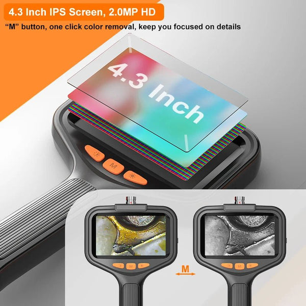 Four Point Three Inch Industrial Endoscope Camera 1080P HD 50m Rigid Cable - stepyours.com