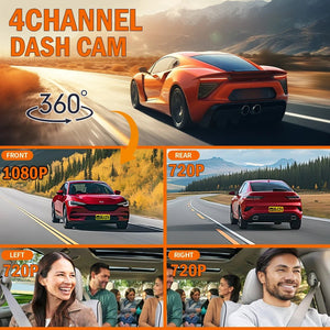 4 Channel Dashcam for Cars WiFi FHD 1080P Night Vision Loop Recording Kit - stepyours.com