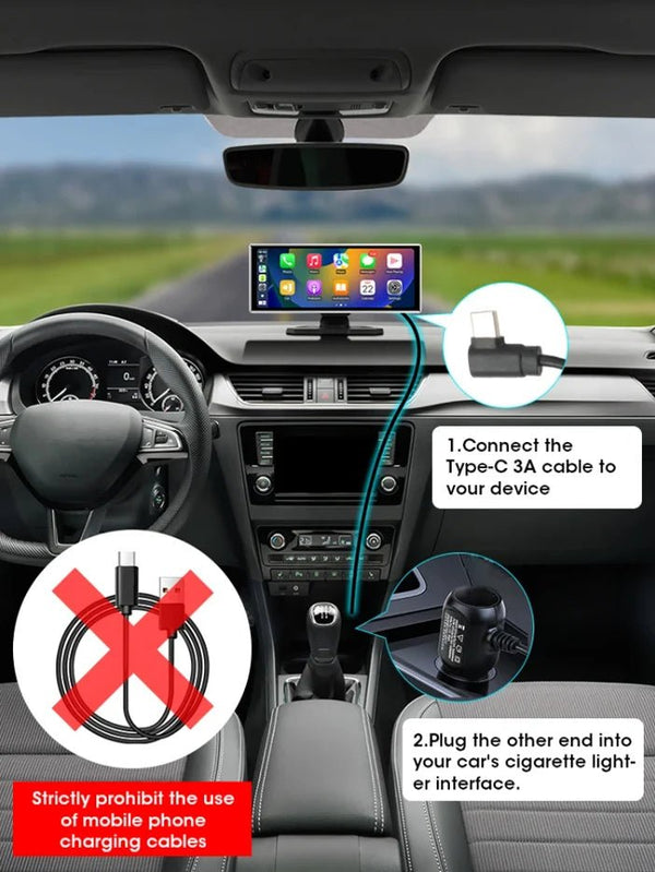 11.26 Inch 4K Dual Lens Dash Cam With Wireless CarPlay Android Auto GPS WiFi - stepyours.com