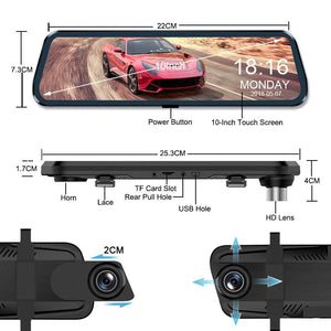10 Inch Rearview Mirror Dash Cam Front And Rear 1080P Dual Recorder Night Vision - stepyours.com