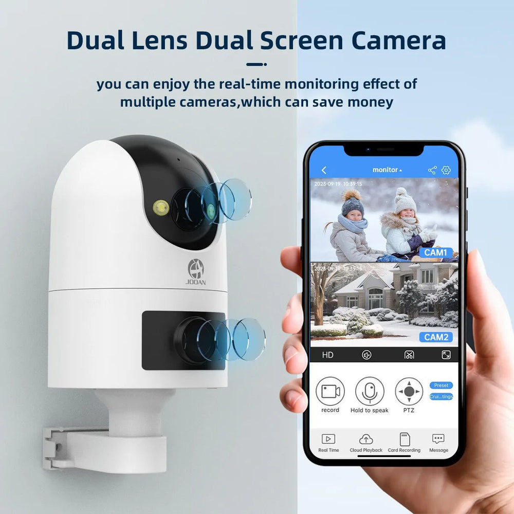 4K PTZ Outdoor IP Camera Dual Lens Auto Tracking Color Night Vision 5G WiFi - stepyours.com