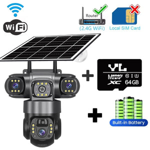 V380Pro 3 Lens WiFi Solar Camera 360 Outdoor Waterproof Security - stepyours.com