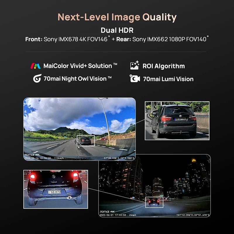 70mai Ultra HD 4K Dash Cam A810 A810S With Built In GPS ADAS 150 Degree FOV - stepyours.com
