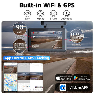 4K Dash Cam With GPS Dual Lens Night Vision 24 Hour Parking - stepyours.com