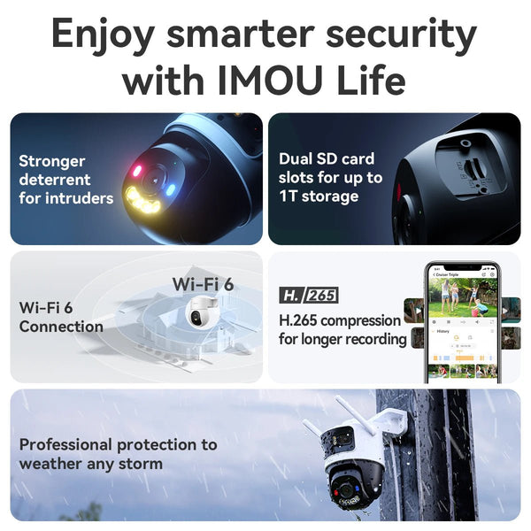 IMOU Cruiser Triple Lens Outdoor Camera Red Blue Warning Light PTZ WiFi - stepyours.com