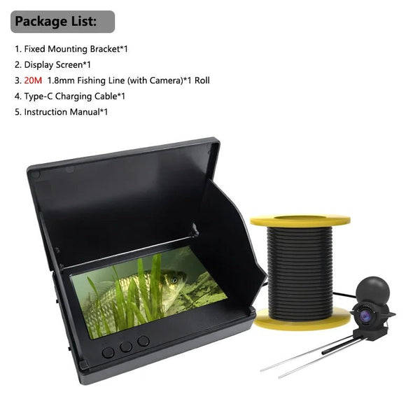 Dodosee 220 Degree Underwater Fishing Camera 1080P Night Vision LCD Fish Finder - stepyours.com