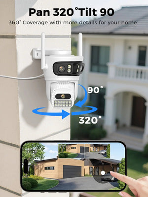 BESDER 6K 12MP Outdoor IP Camera - Three Lens AI Human Detection Waterproof - stepyours.com
