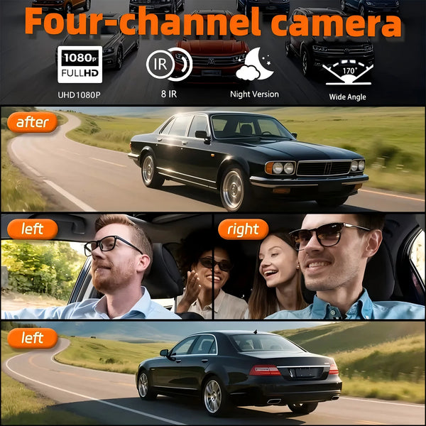 4 Channel Dashcam for Cars WiFi FHD 1080P Night Vision Loop Recording Kit - stepyours.com
