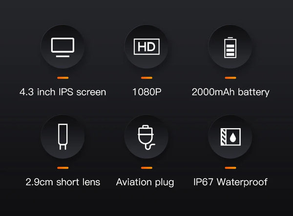 Industrial Endoscope Camera 4.3 Dual Lens 1080P - IP67 Waterproof Borescope - stepyours.com