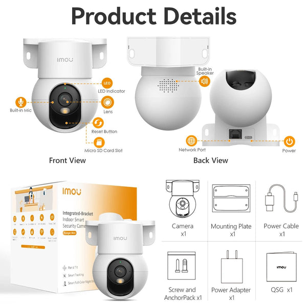 IMOU Ranger Mini 3/5MP IP Camera - 360 Degree Coverage With Smart Detection - stepyours.com