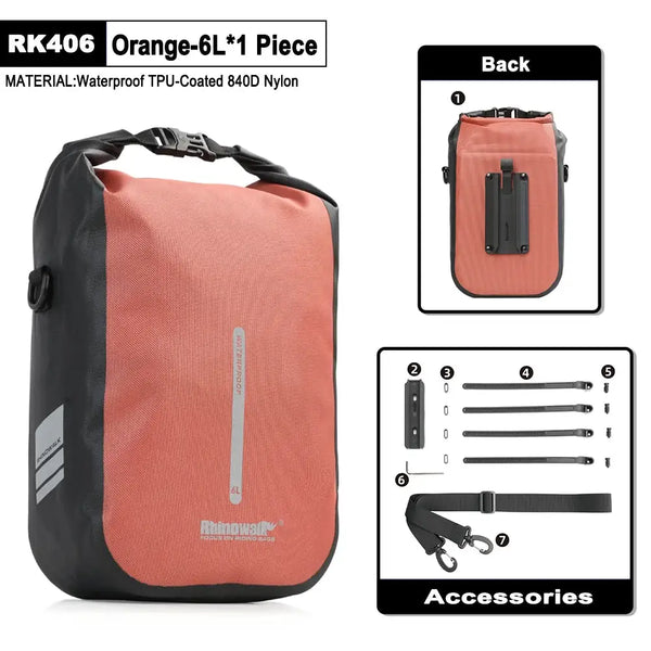 Rhinowalk Bike Front Fork Bag Waterproof 4L-6L Pack Quick Release For MTB Road Bike Scooter Cycling Shoulder Bag Storage Bag
