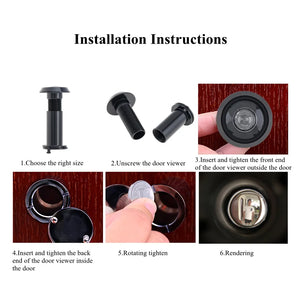 16mm 200 Degree Door Viewer HD Glass Lens Wide Angle Security Door Peephole with Drill Bit Set for Doors 1.57-2.56inch Thickness by stepyours.com