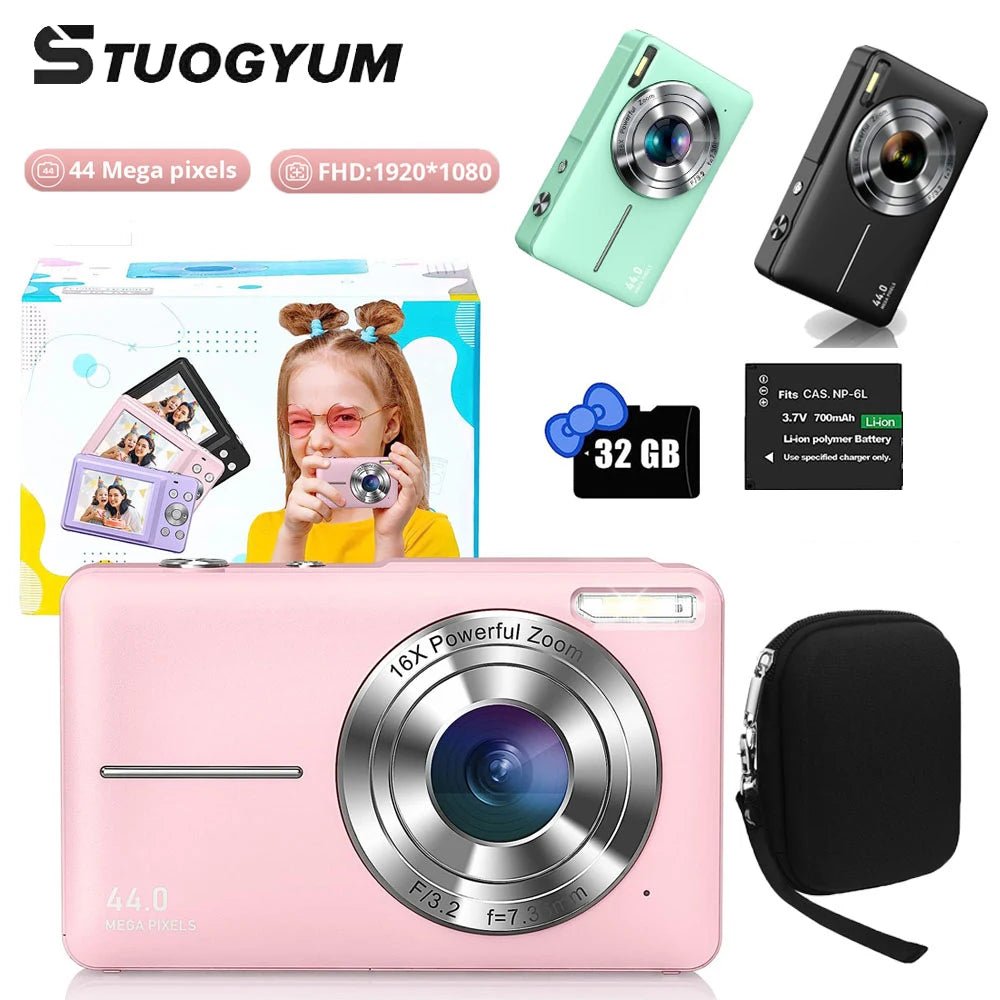 Kids Digital Camera Camcorder 16x Zoom 1080P 44MP for Beginners - stepyours.com