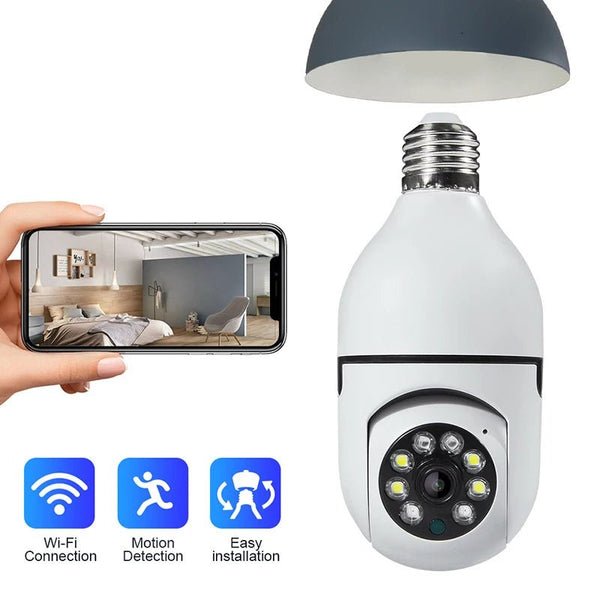 1080P HD E27 Bulb Surveillance Camera Auto Tracking And Wireless Night Vision - stepyours.com