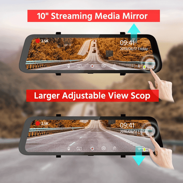 ACCEO Car DVR 10 Inch Rear View Mirror Dash Cam With WiFi 2K Front 1080P Rear - stepyours.com