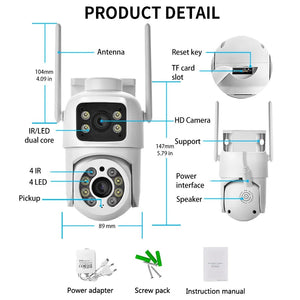 4MP Outdoor IP66 Dual Lens WiFi PTZ Camera With Smart Motion Detection - stepyours.com
