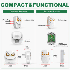 HTZSAFE Wireless Doorbell Chime - 300 meters Long Range Wireless doorbell waterproof outdoor Home Intelligent Door Bell Chime by stepyours.com