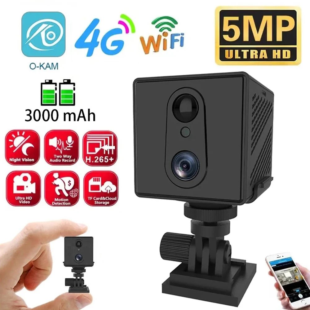 5MP 4G SIM Card Mini Camera - Indoor Night Vision Security Battery Powered Cam - stepyours.com
