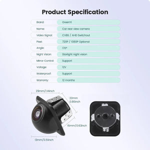 GreenYi AHD 1080P Car Rear View Camera Night Vision 170 Degree Fisheye Lens C801 - stepyours.com