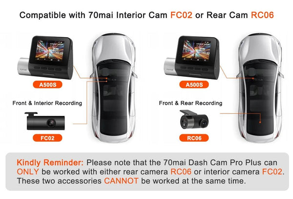 70mai Dash Cam Pro Plus A500S 1944P ADAS GPS 140FOV Front and Rear Cam - stepyours.com