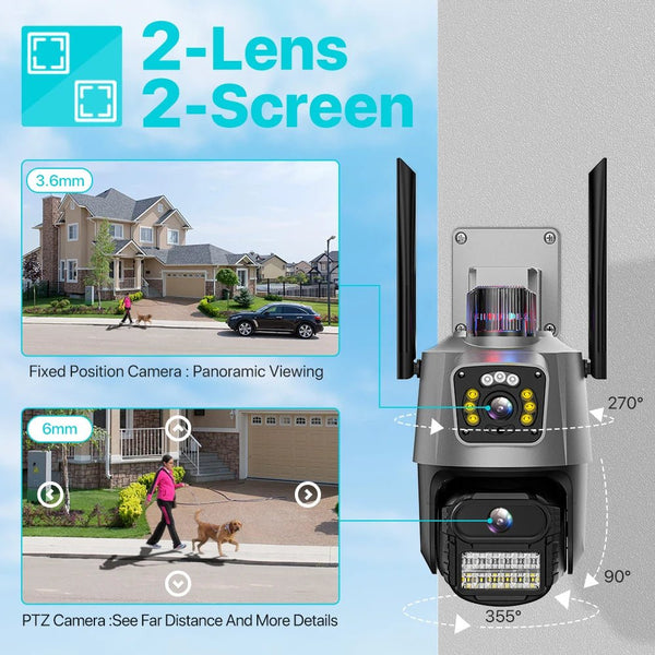 Outdoor WiFi PTZ Camera 8MP Dual - Lens 4K AI Tracking Dual Screen Night Vision - stepyours.com