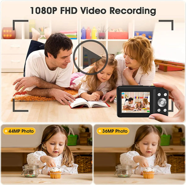 Kids Digital Camera Camcorder 16x Zoom 1080P 44MP for Beginners - stepyours.com