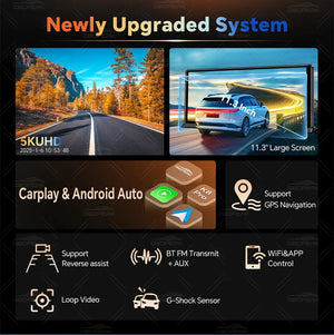 OBDPEAK K8 Pro Dash Cam Front 5K Rear 1080P CarPlay Android Auto 11.3 AI Screen - stepyours.com