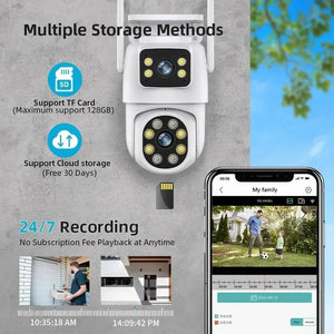 ANSVICAM Outdoor 4K AI Tracking WiFi IP Camera Dual Lens PTZ Alexa Ready - stepyours.com