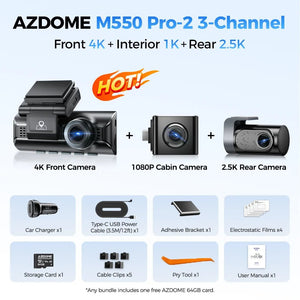 AZDOME M550 Pro Dash Cam 5.8GHz WiFi 4K 2.5K GPS IR Night Vision 3.19in - stepyours.com